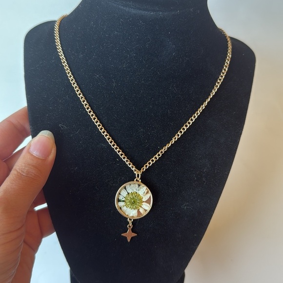 Gold Tone Reversible Sun Pendant Necklace with Star Charm - Picture 3 of 4